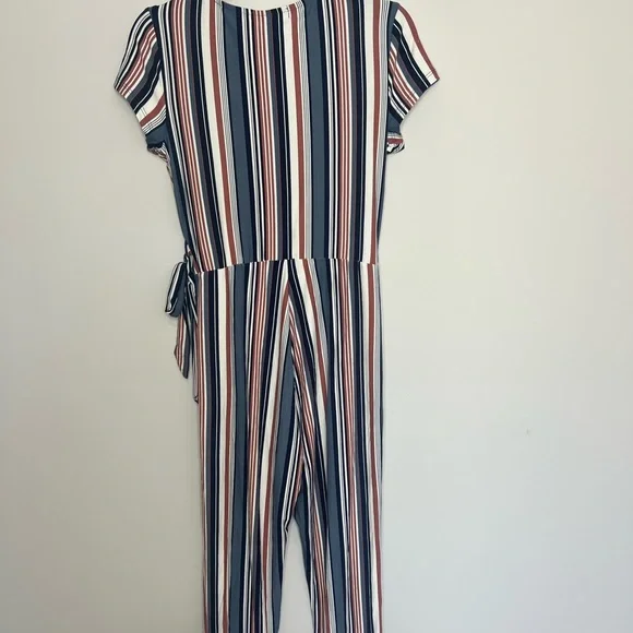 *Derek Heart Pink, Blue, & White Stripe Jumpsuit - Picture 5 of 10